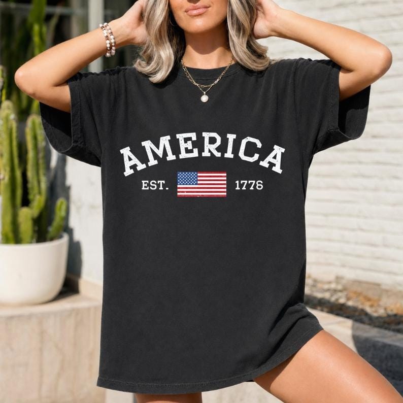 America 1776 Shirt, Vintage USA Flag Tee, Patriotic T-Shirt