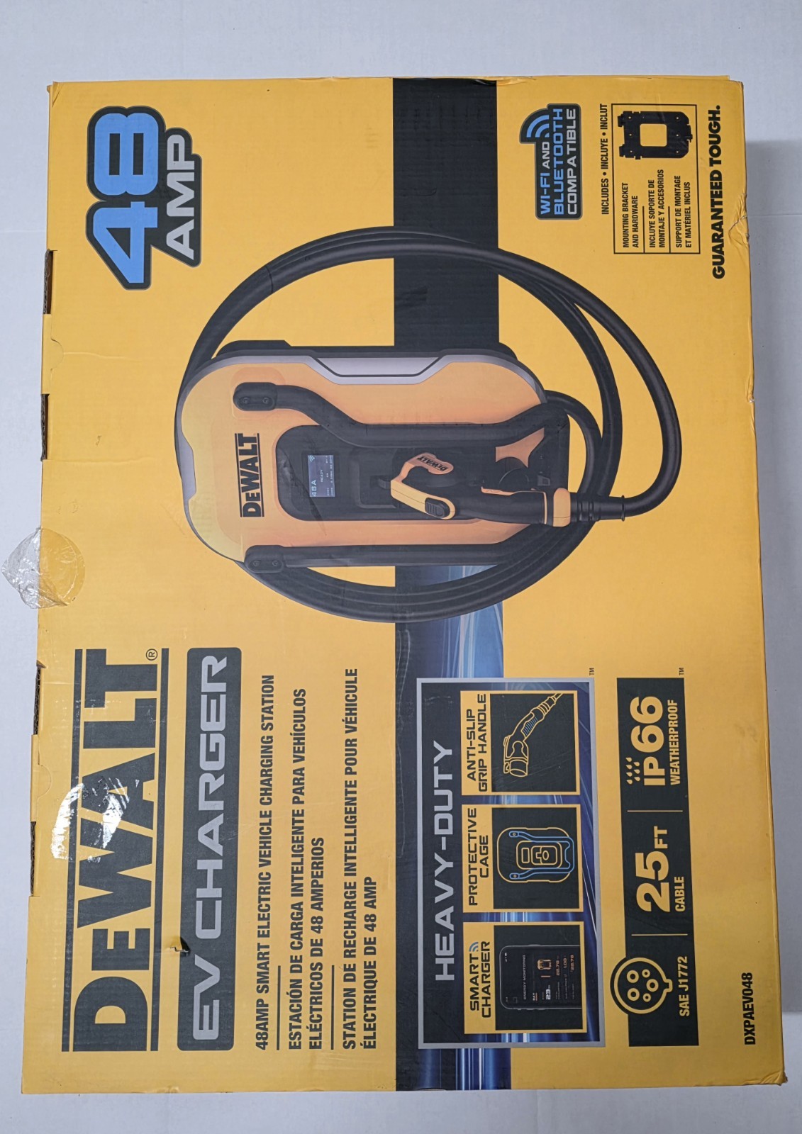 DEWALT Level-2 Wall Mounted Electric Vehicle EV Charger up to 48 Amps