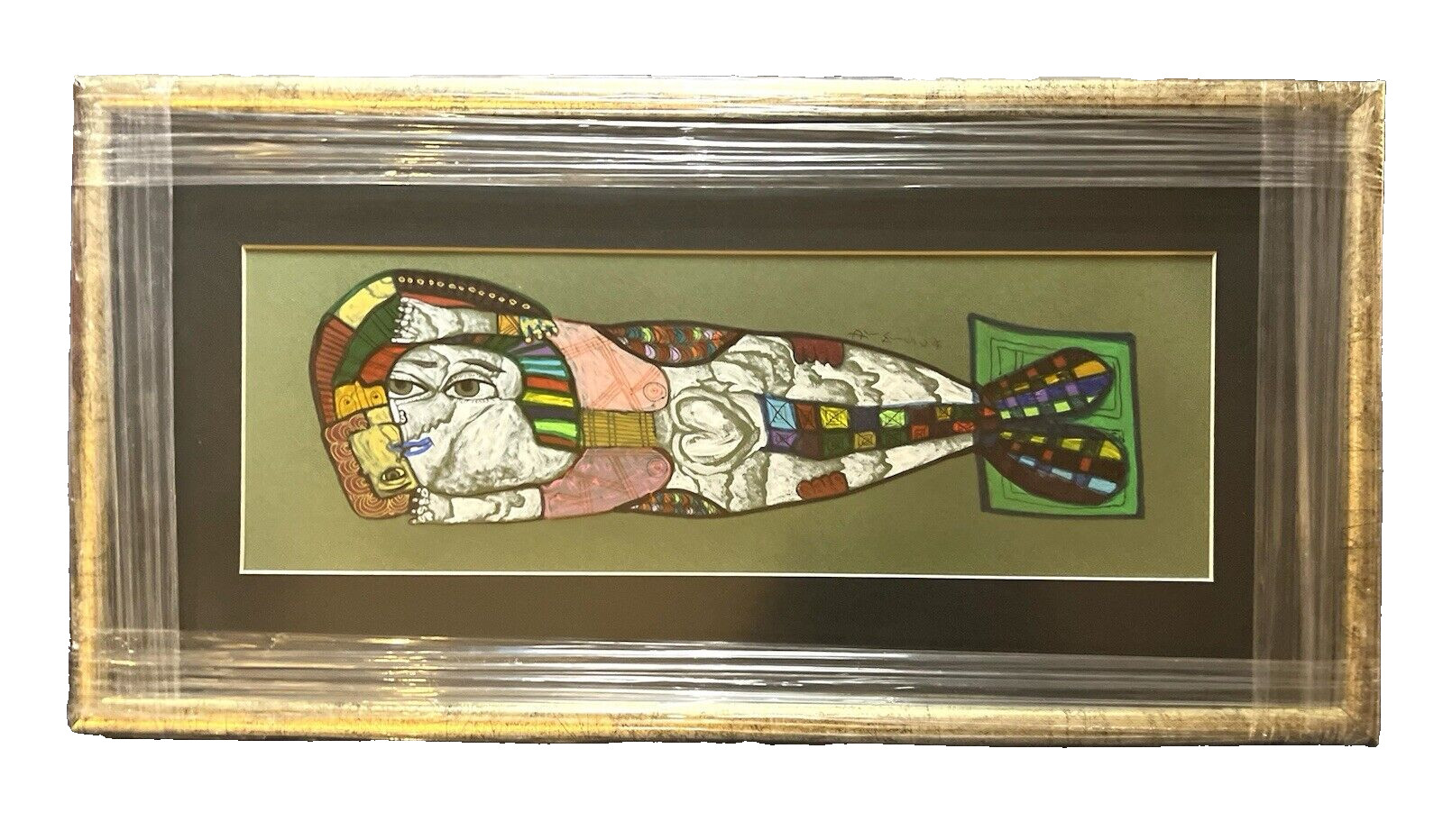 Original Painting Dimisca Laurentiu Signed Framed Romanian Abstract Art 19 x 9\