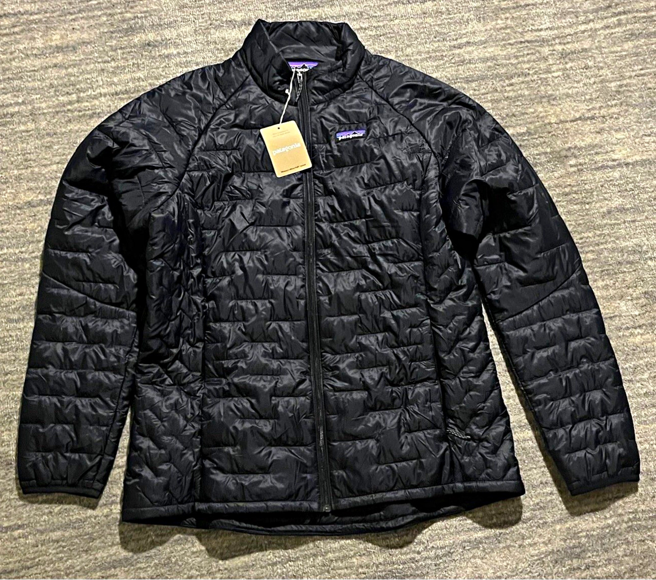 Patagonia Women’s Large Micro Puff quilted jacket black full zip 84070 NWT