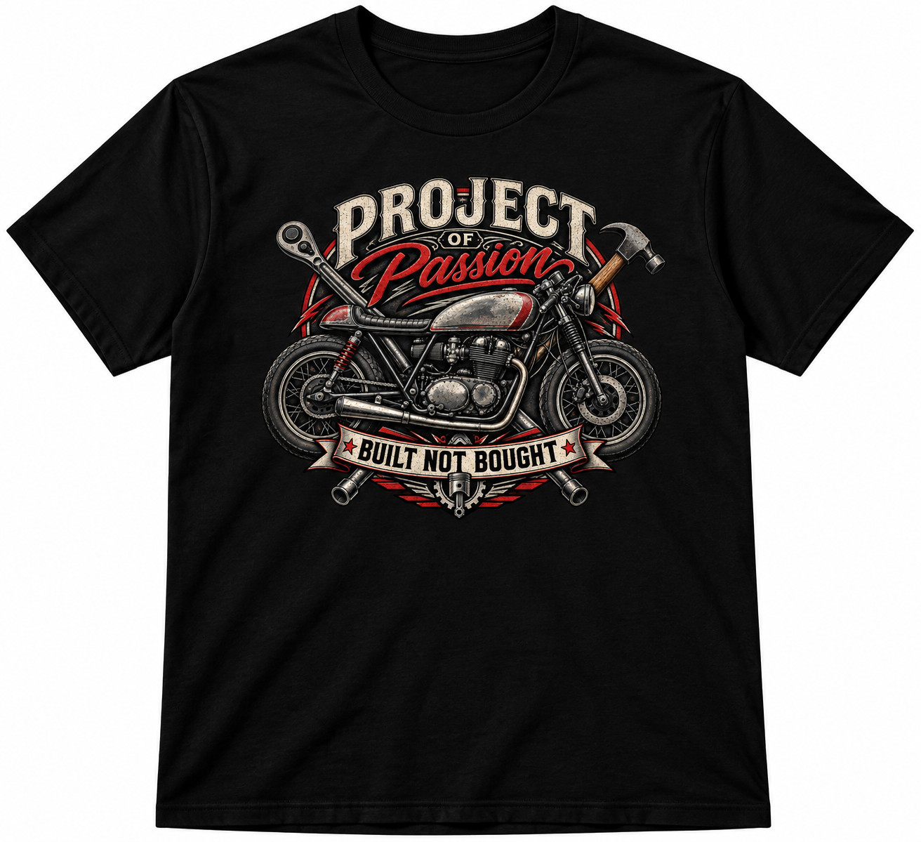 Vintage Motorcycle T Shirt Custom Bike Built Not Bought Mechanic Graphic Tee