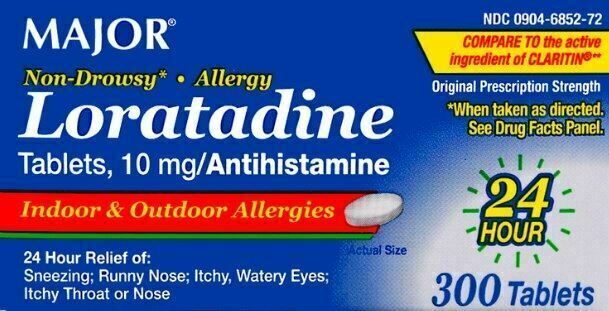 Major Allergy Loratadine 10mg Antihistamine Non-Drowsy Tablets 300 Count 0327 ex Major Allergy Loratadine 10mg Antihistamine Non-Drowsy Tablets 300 Count 0327 ex