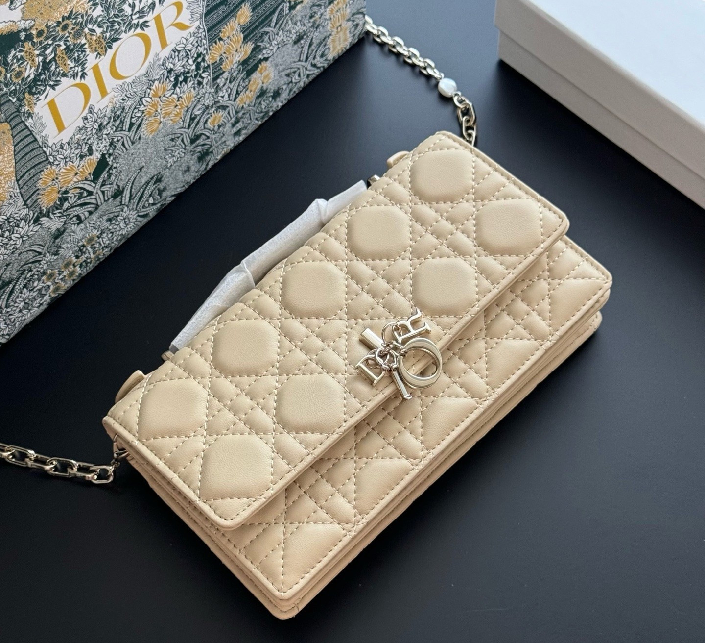 𝗗𝗶𝗼𝗿 My Dior Mini Cannage Lambskin Bag Apricot S0980 - NEW