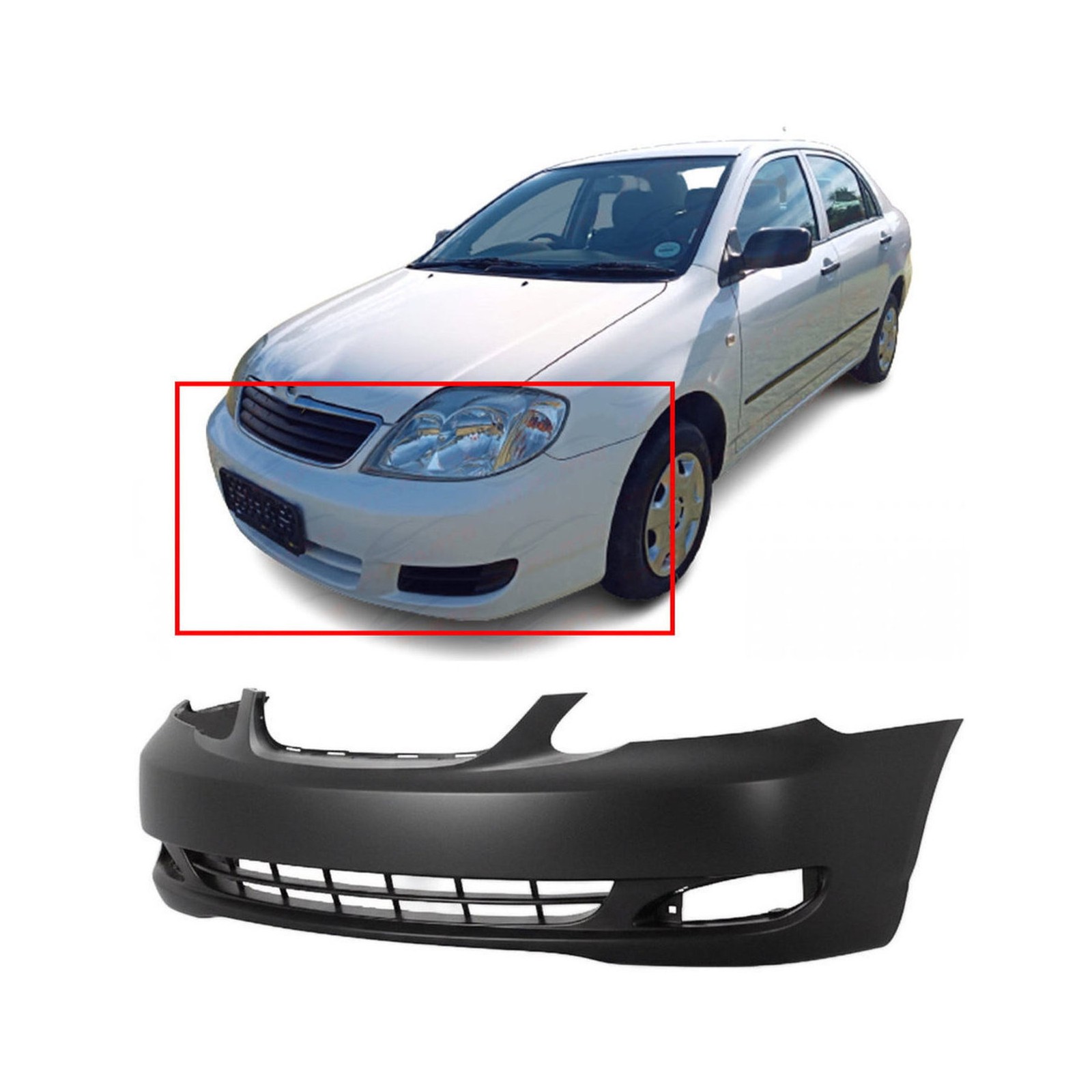 2005-2008 Toyota Corolla Sedan Primed Front Bumper Cover TO1000297 521190Z938