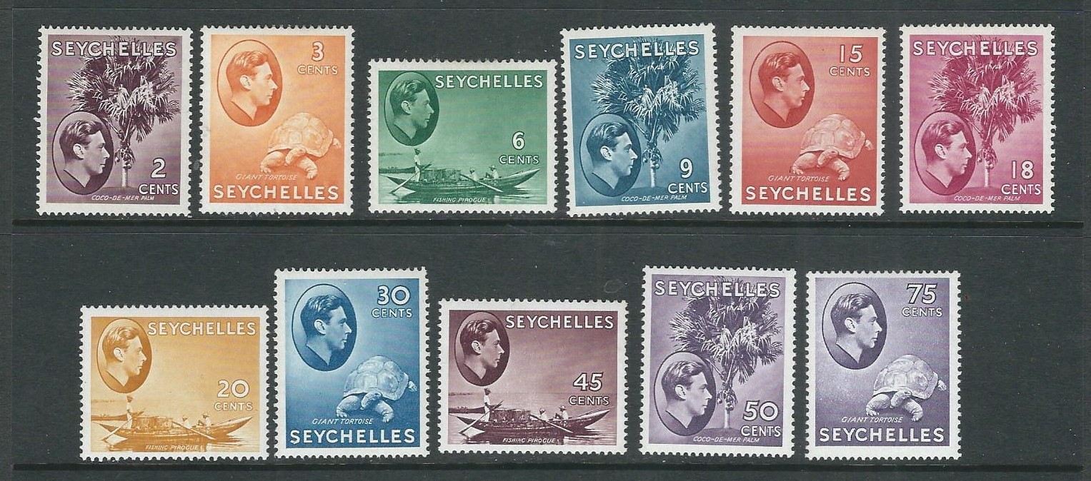 SEYCHELLES 1938-41 KGVI 11 values from the long set, generally cheaper VF MH zx