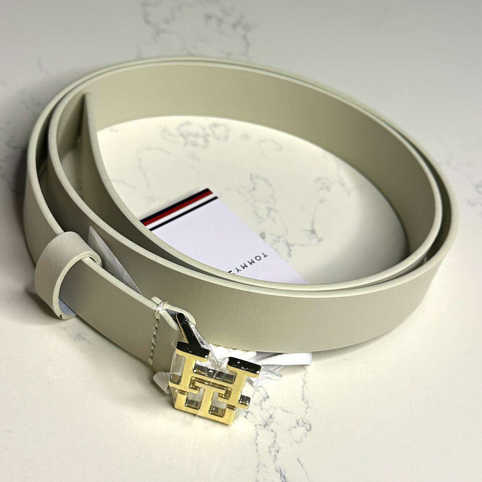 Tommy Hilfiger Women\'s Gray Basic Belt Size 85 (31-33) Logo Buckle Silver Tommy Hilfiger Women\'s Gray Basic Belt Size 85 (31-33) Logo Buckle Silver