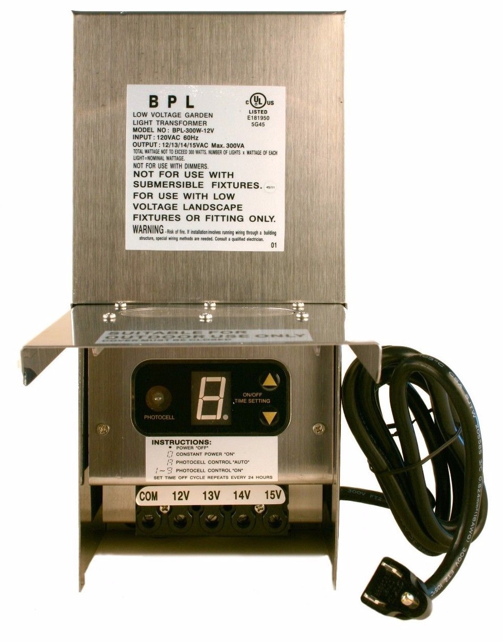 300W MULTI-TAP 12-15V LOW VOLTAGE LIGHTING TRANSFORMER LANDSCAPE LIGHTS 