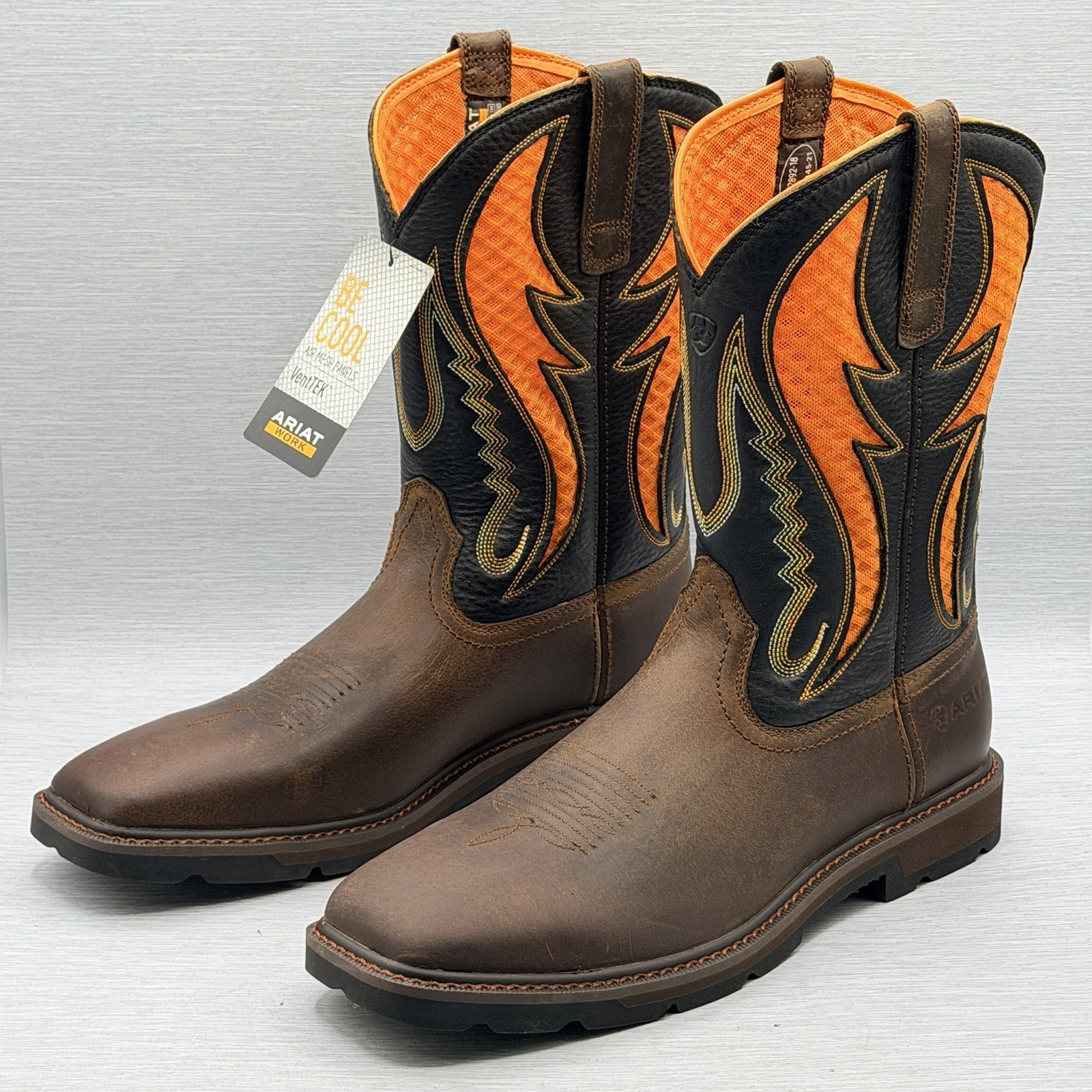 Ariat Groundbreaker VentTEK Men\'s 12 D Work Boots Brown Orange EH 10040990