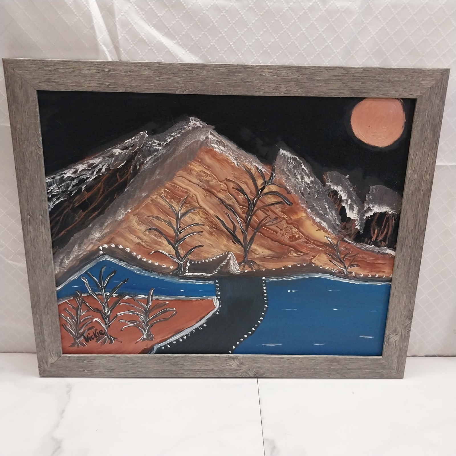 Southwestern Abstract Landscape OOAK Oil Painting by Vickie Framed Southwestern Abstract Landscape OOAK Oil Painting by Vickie Framed