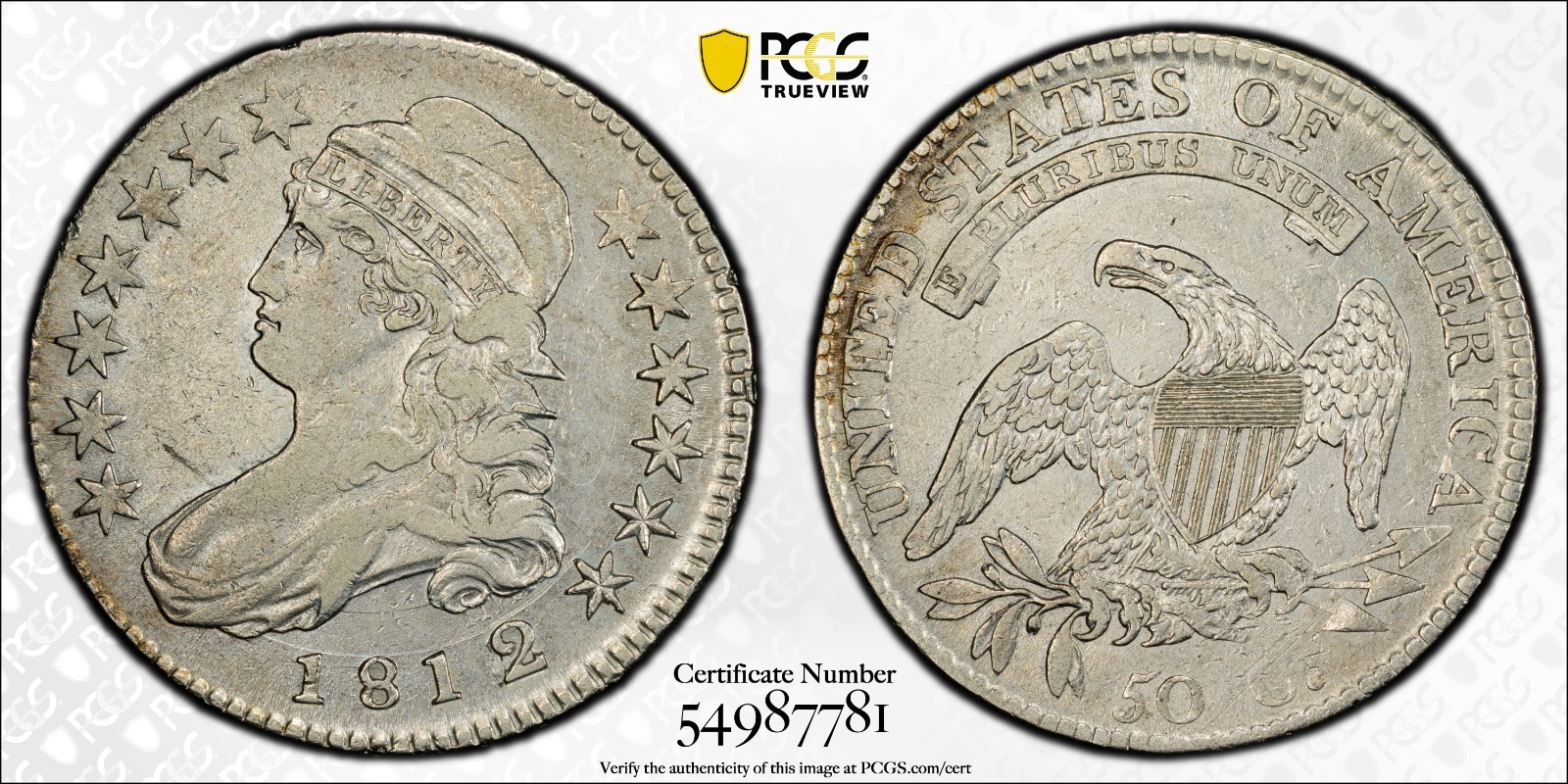 1812/1 50C O-102 CAPPED BUST HALF PCGS VF DETAILS (CLEANED) OVERTON-102