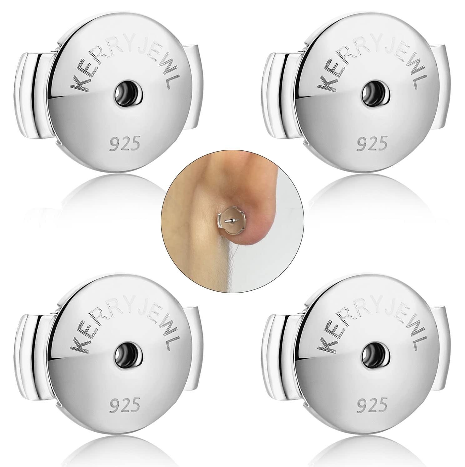 14K White Gold Locking Earring Backs Replacements for Diamond Studs, 2 Pairs 14K White Gold Locking Earring Backs Replacements for Diamond Studs, 2 Pairs