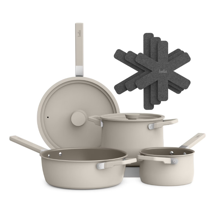 9-Piece Cookware Set, Fits-anywhere Kitchenware, Oatmilk