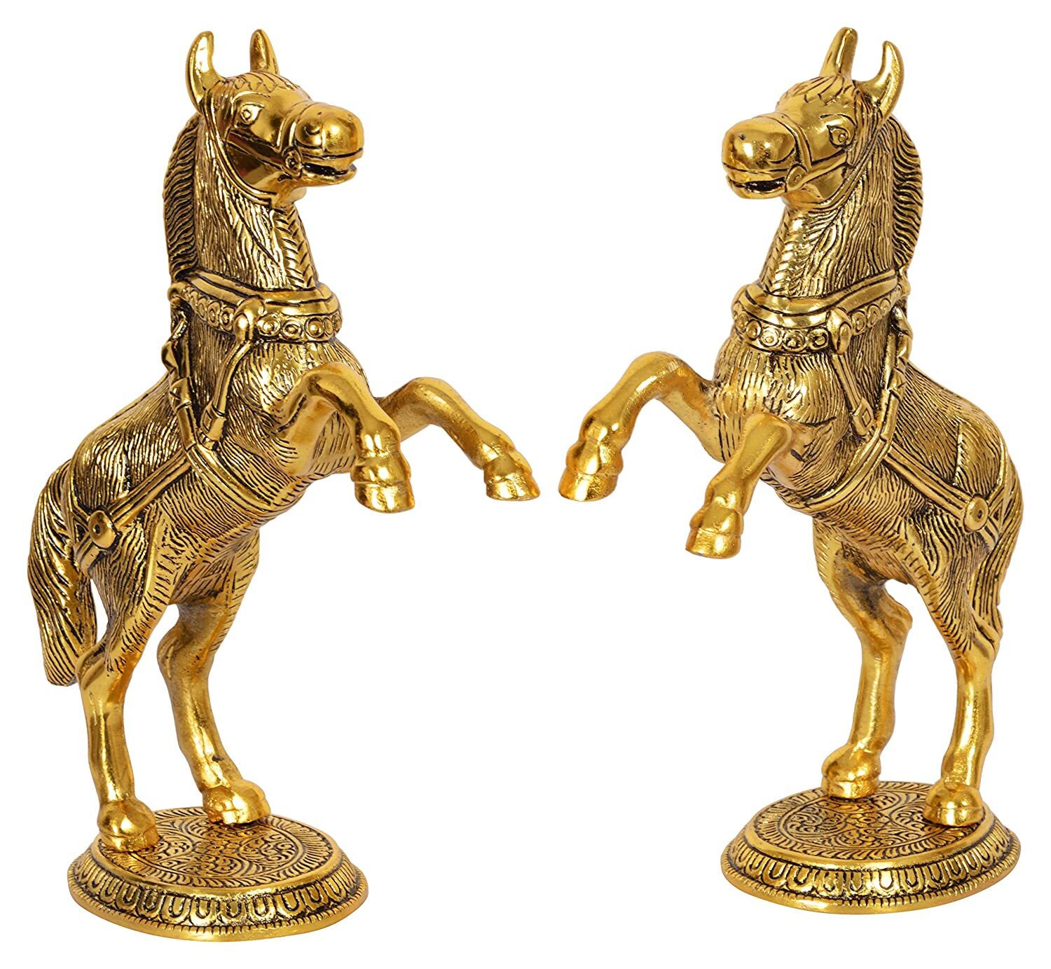 Metal Handcrafted Horse Figurines Showpiece 21 cm x 6 cm x 26 cm, Pack of 2