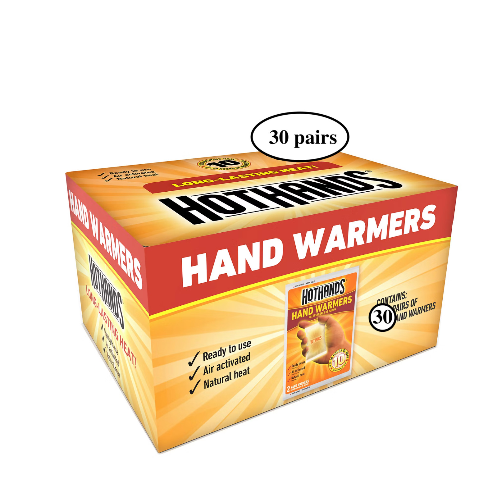 HOTHANDS HAND WARMERS (30 PAIRS) ADHESIVE ODOR ABSORBING HOT HANDS HEAT EXP:2029