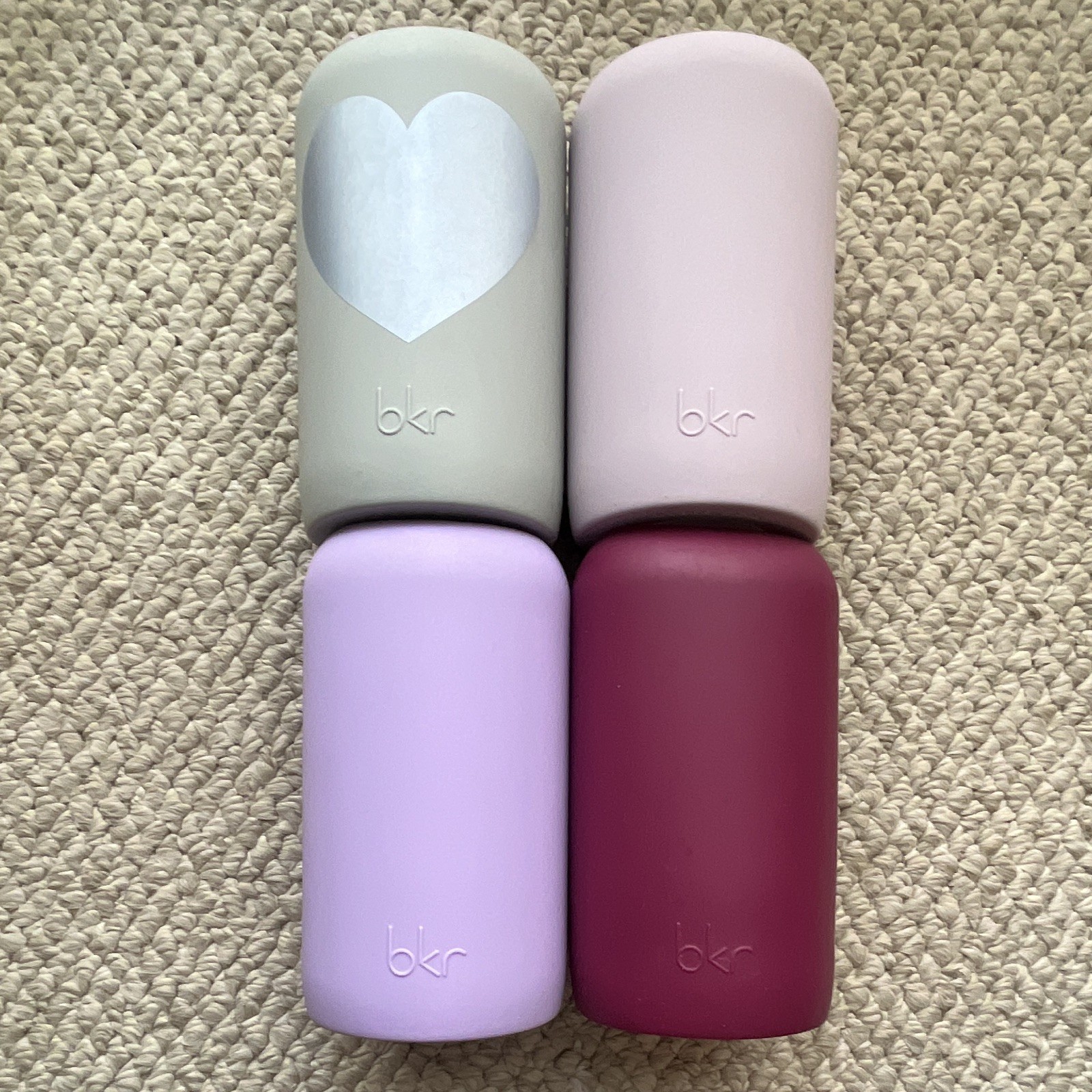 Bkr Large Water Bottle Sleeve Grey Heart And Purple Lot Of 4 32oz