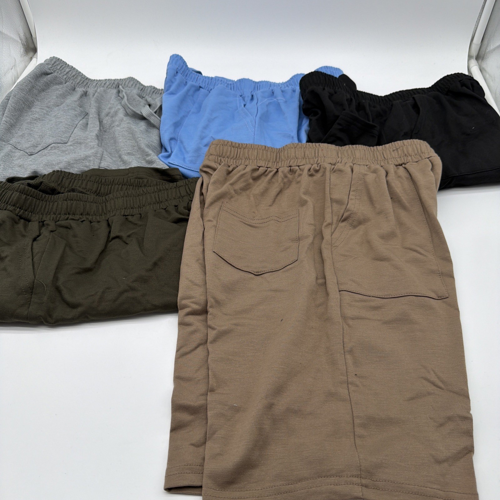 Langyiwee Boys Athletic Knee Length Shorts 5 Pack Drawstring Pockets 12-13Y