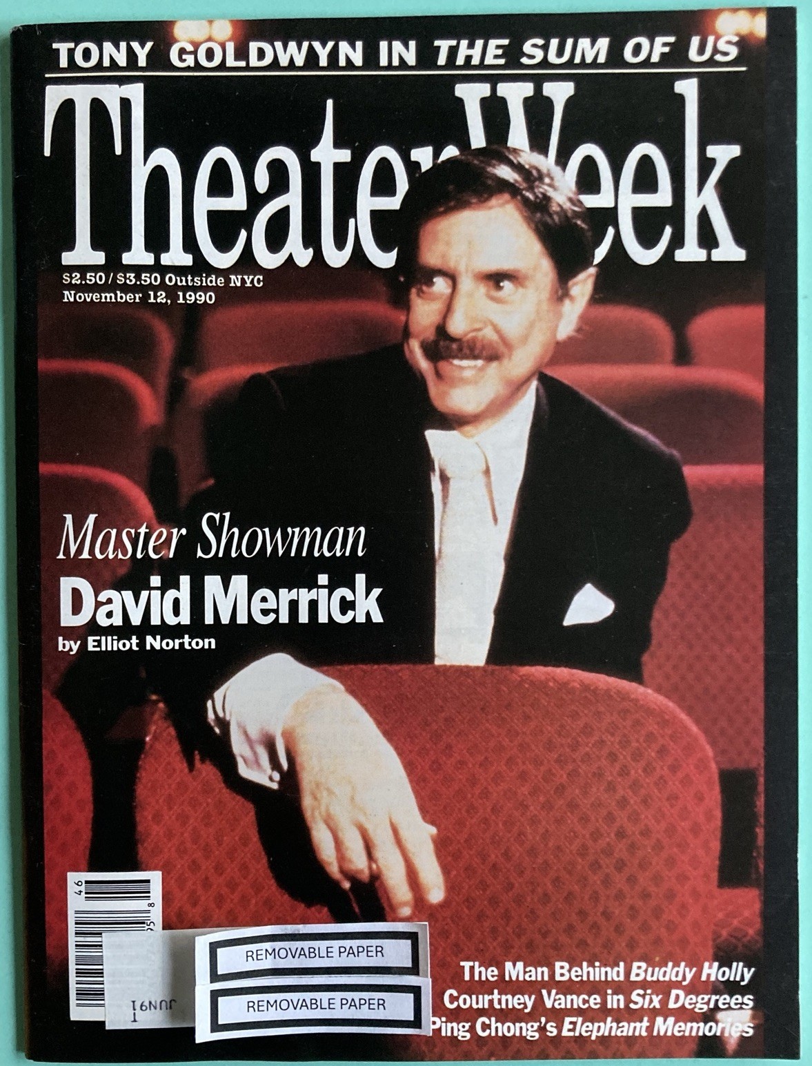 David Merrick Tony Goldwyn Theater Week Magazine November 12 1990 Address Label