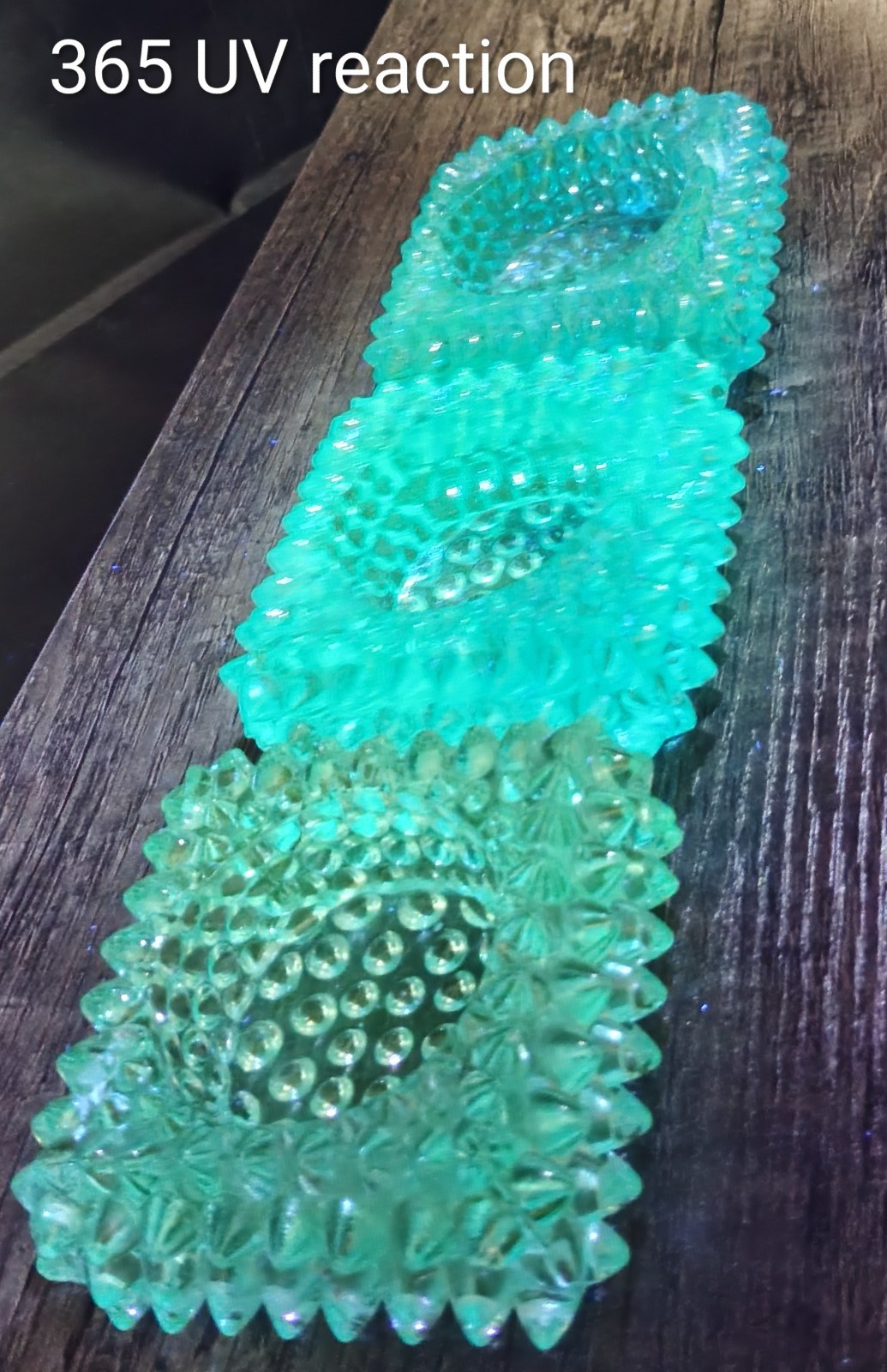 Lot of 3 Vintage Fenton Glass Spiked Hobnail Salt Cellars 365 UV Glow Blue Green