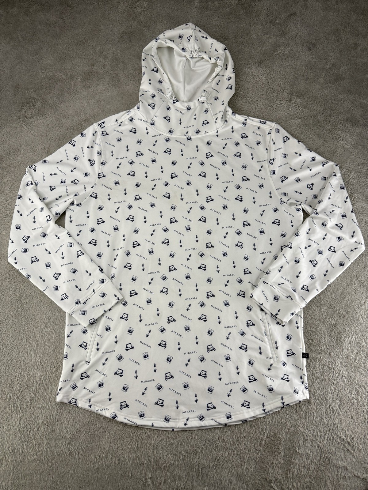Swannies Shirt Mens XL White Mirabel Long Sleeve Hooded Golf Tee Performance