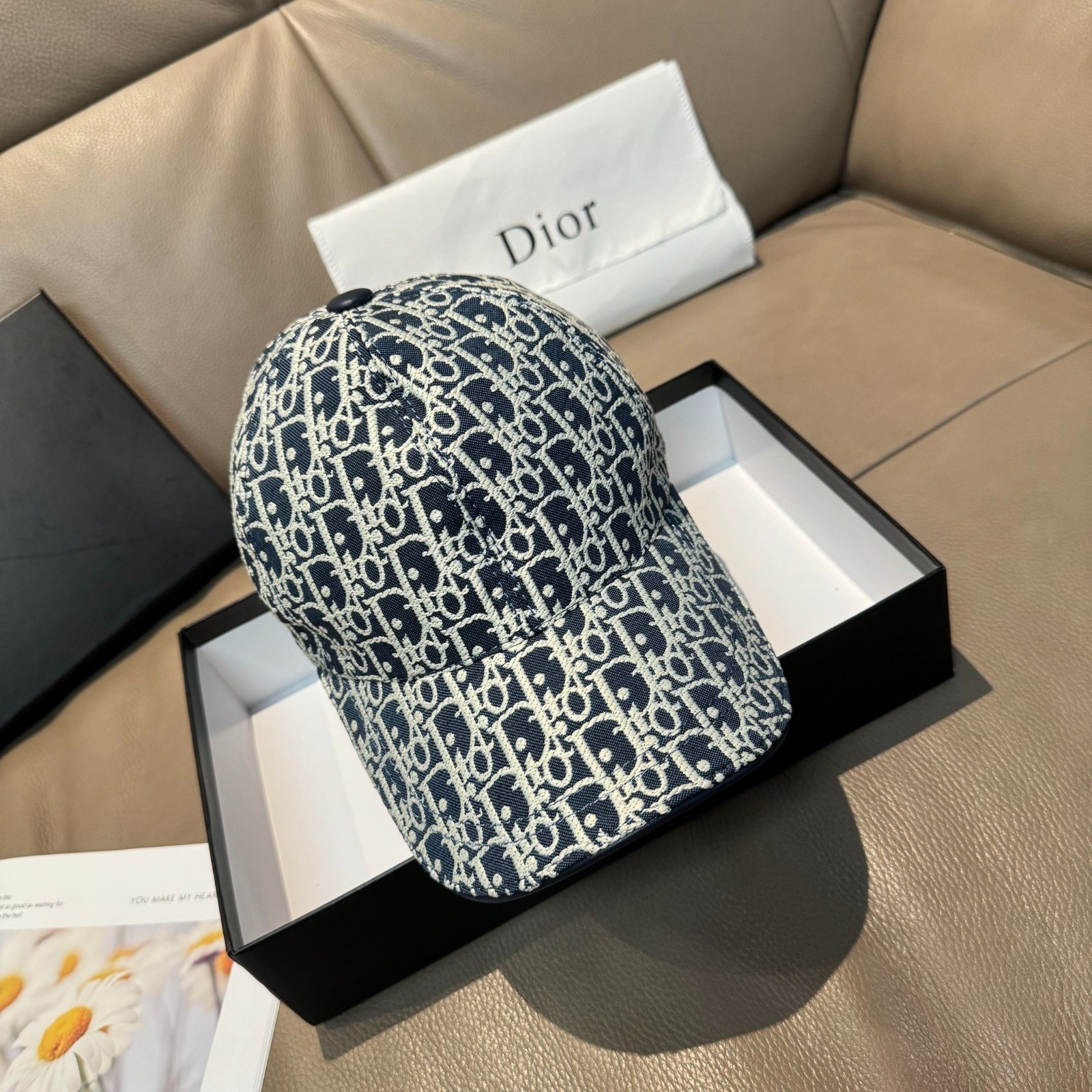 Dior Oblique Jacquard Baseball Cap Blue Beige Monogram Canvas Dior Oblique Jacquard Baseball Cap Blue Beige Monogram Canvas