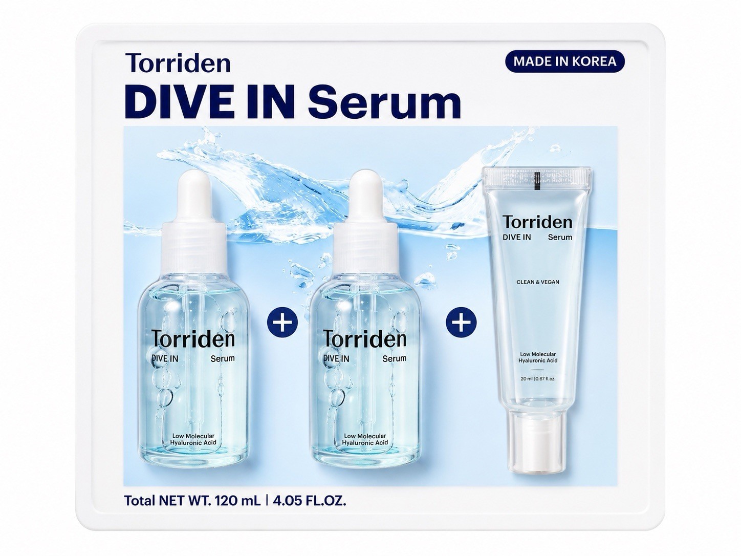 Torriden DIVE-IN Hyaluronic Acid Serum Set 120ml – 2 Bottles + 1 Tube 