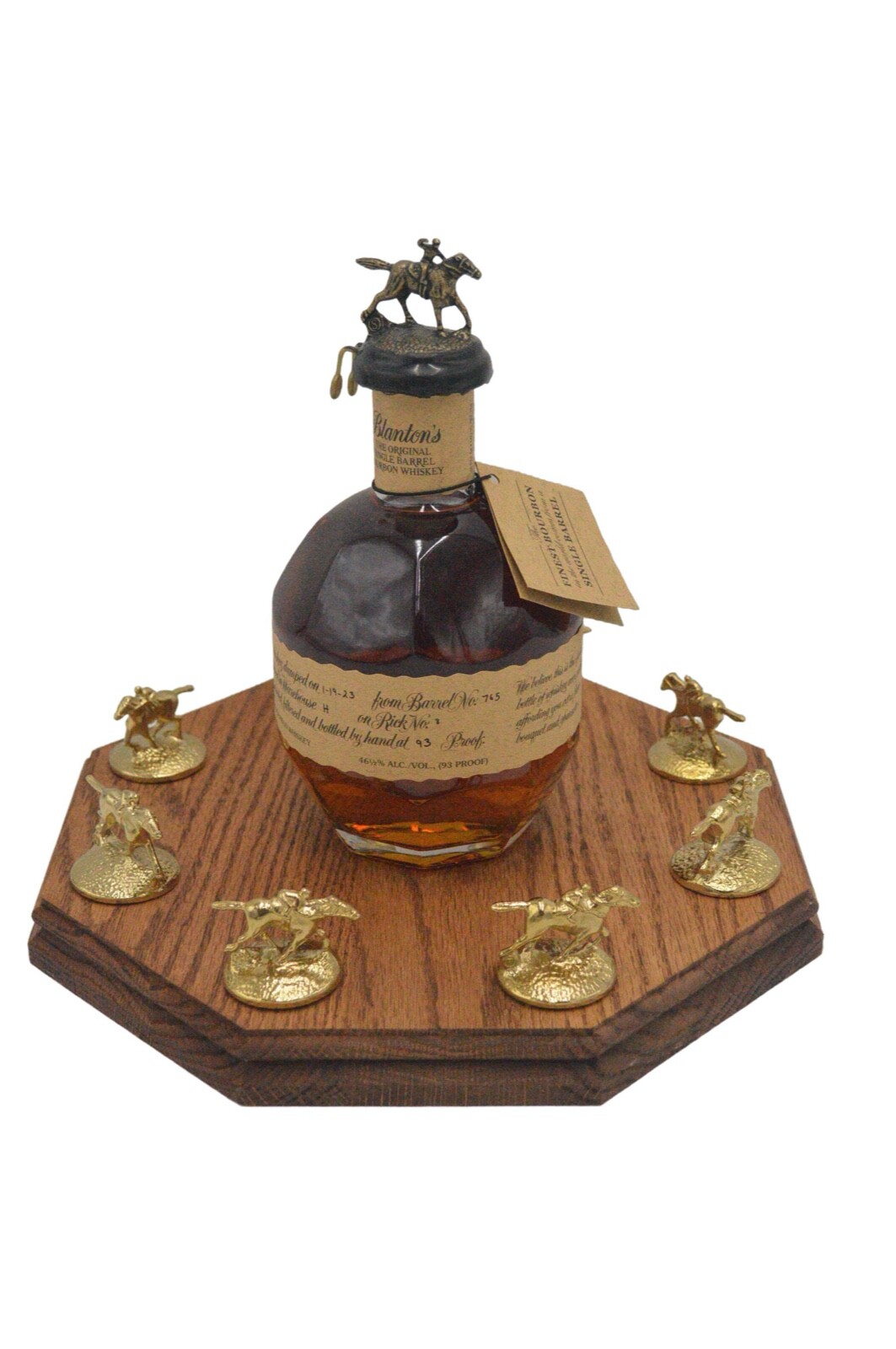 Illuminated Blanton's Bourbon Cork Stopper Display Octagon Oak , Blantons