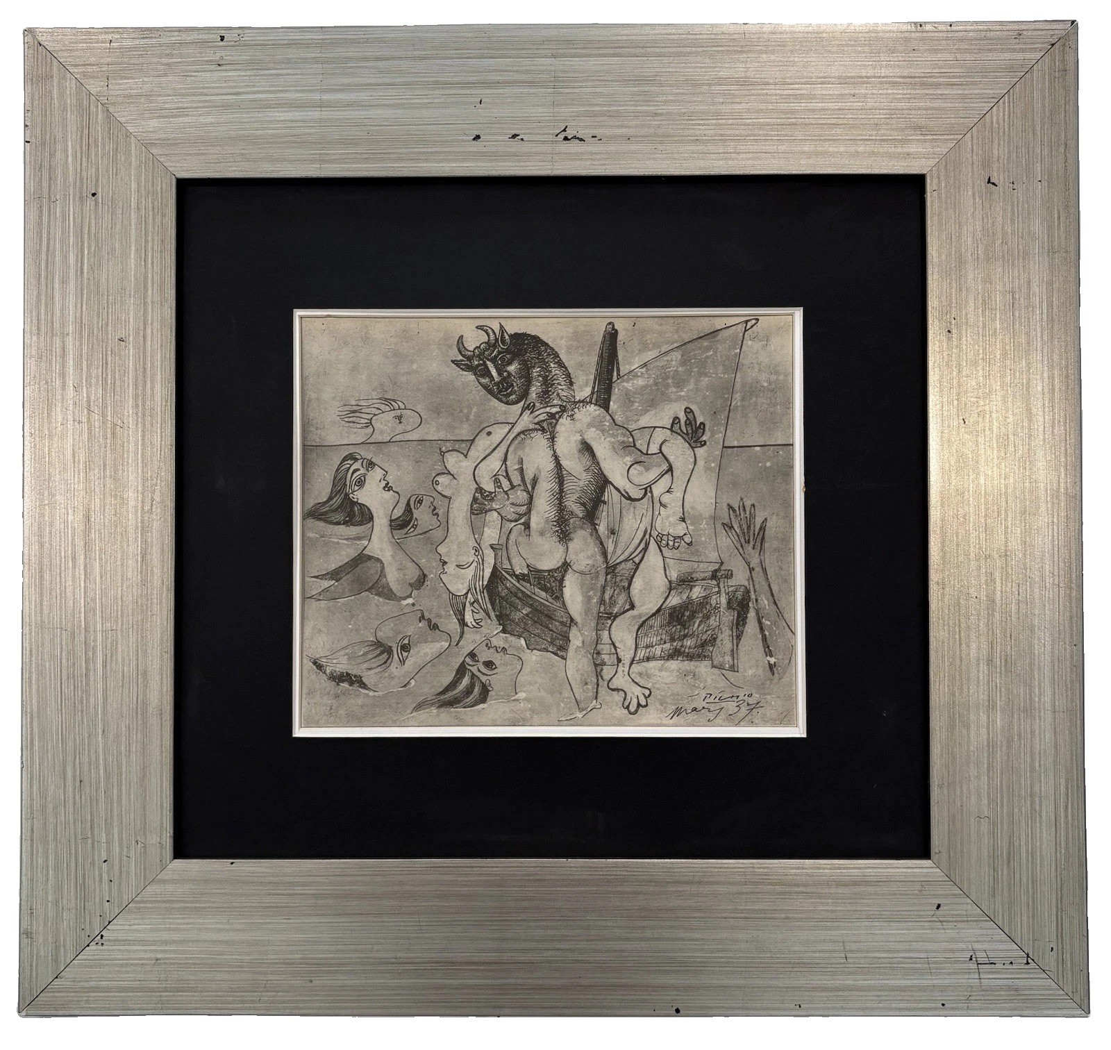 Pablo Picasso Lithograph Hand Signed 1900-1970s Matted & Framed