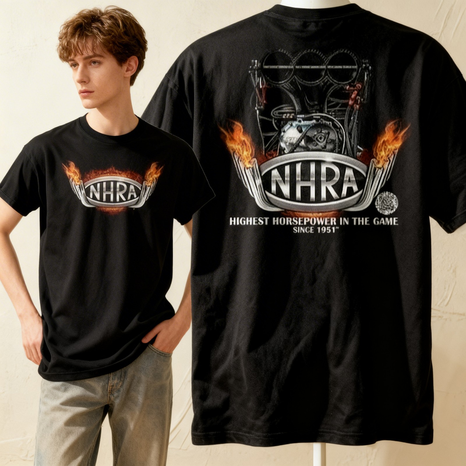 NHRA Highest Horsepower In The Game Since 1951 (104T) Cotton T-Shirt