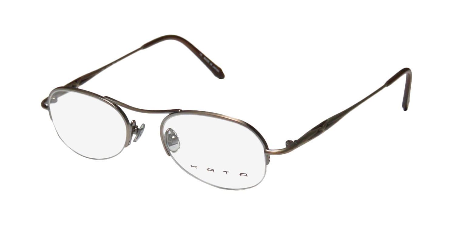 NEW KATA NOA EYEGLASS FRAME BROWN HALF-RIM METAL 47-19-140 OVAL UNISEX OAK
