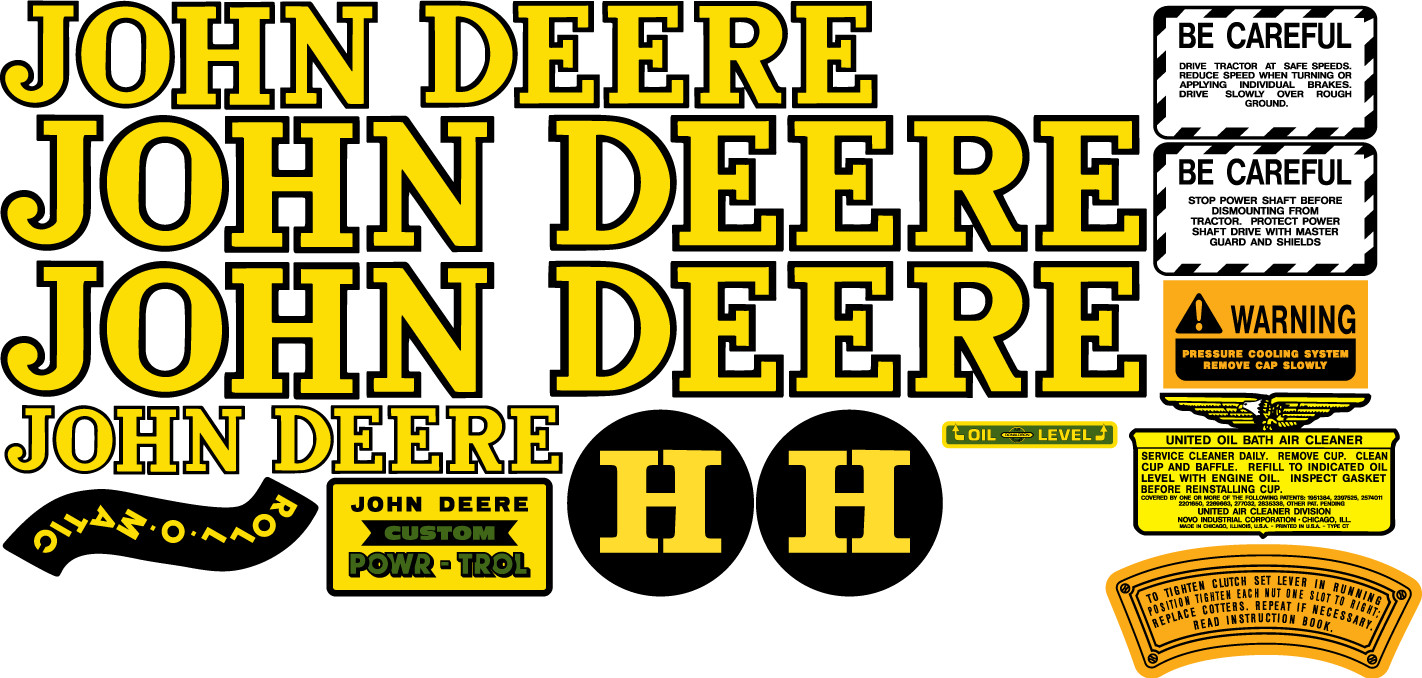John Deere H Complete Decal Set