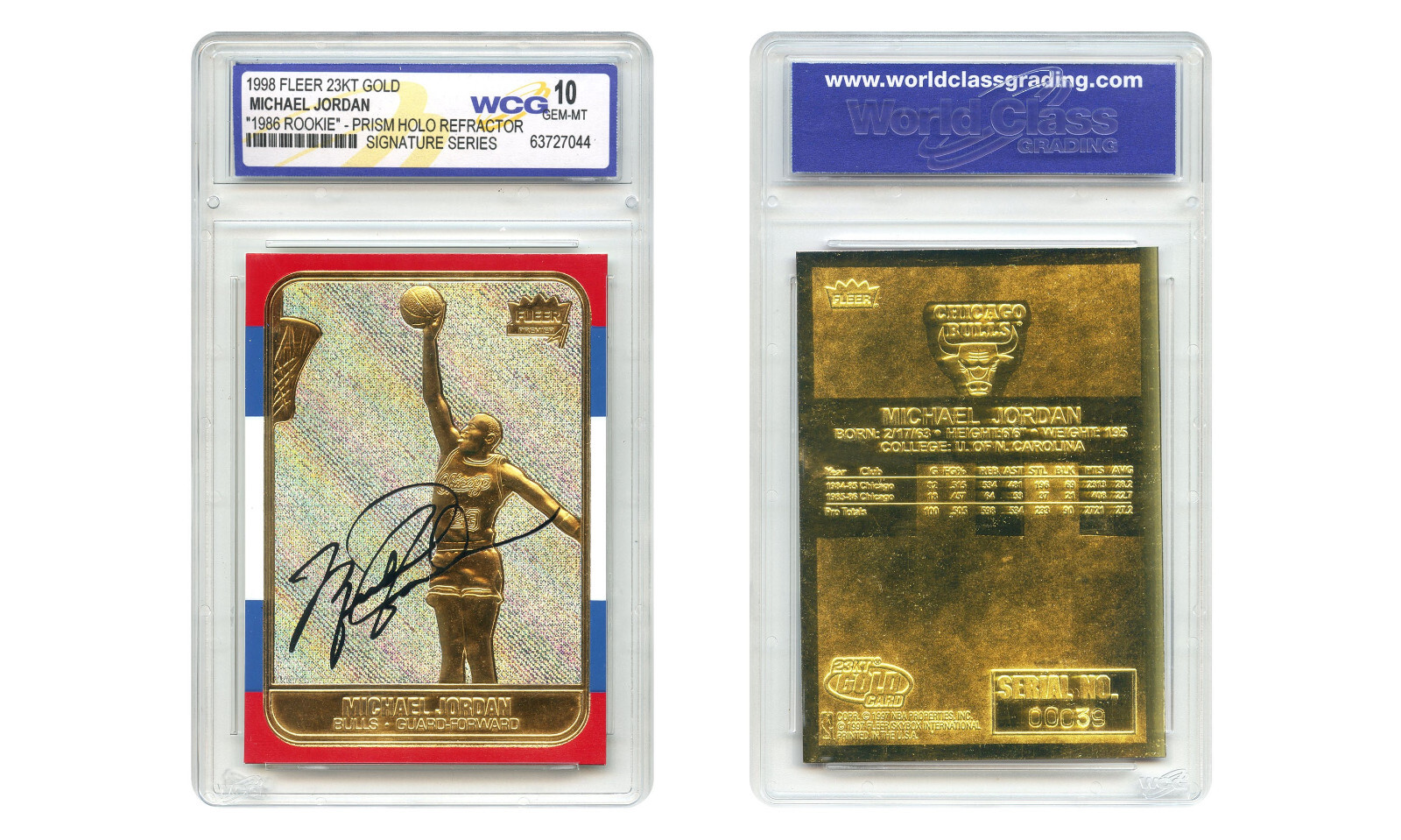 MICHAEL JORDAN 1998 FLEER 23K Gold Card PRIZM HOLO Rookie '86 Design GEM MINT 10