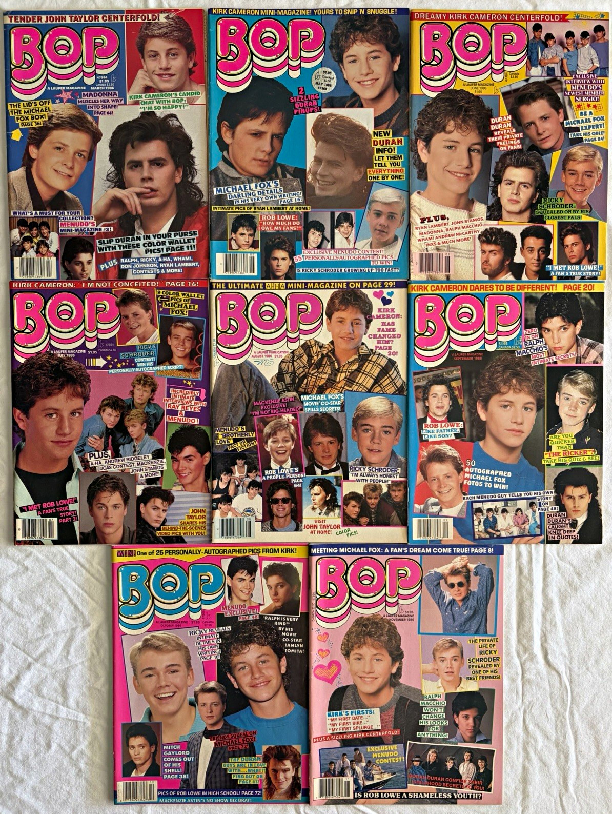 Vintage 1986 Bop Magazine Lot Of 8 80s Teen Magazines