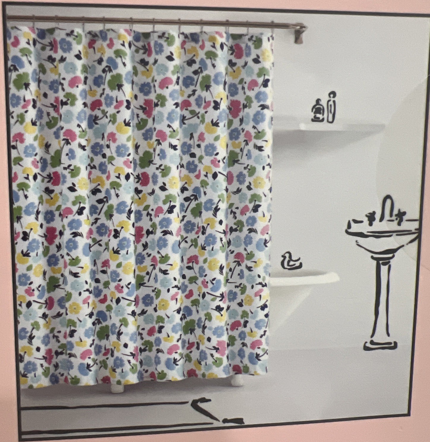 Kate Spade “Gala Floral” Shower Curtain Colorful Cotton Polyester 72\