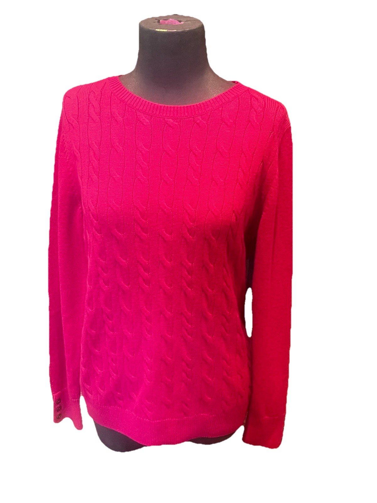 Talbots Women’s L Pink Cable-Knit Crew Neck Pullover Sweater NWT Lambswool Blen Talbots Women’s L Pink Cable-Knit Crew Neck Pullover Sweater NWT Lambswool Blen
