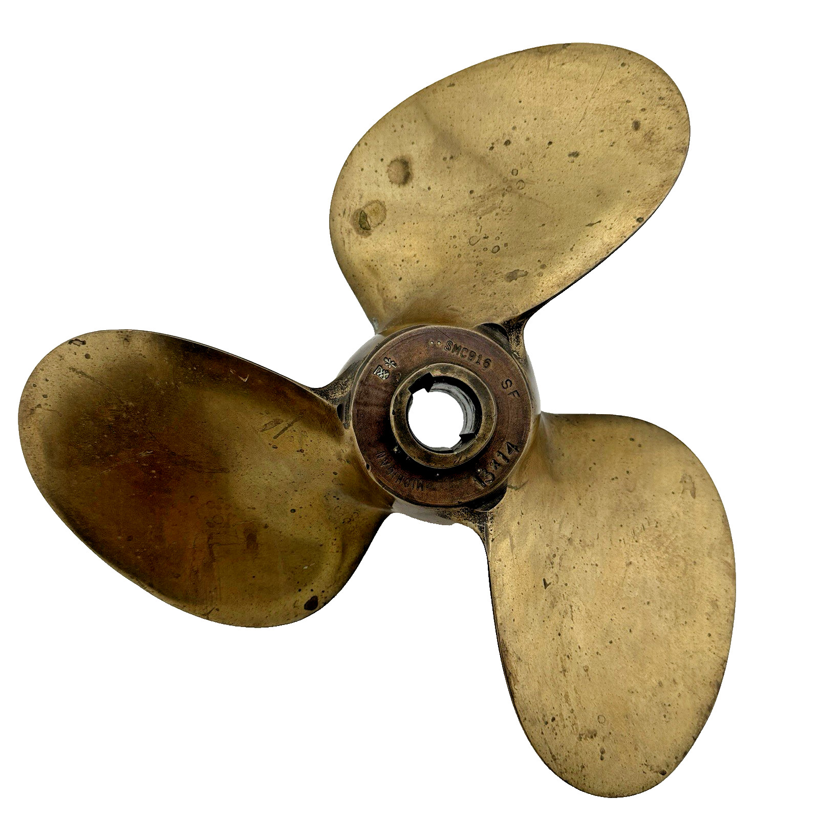 Michigan Wheel 13x14 Bronze Boat Propeller SMC916 3 Blade Marine Prop 13” x 14”