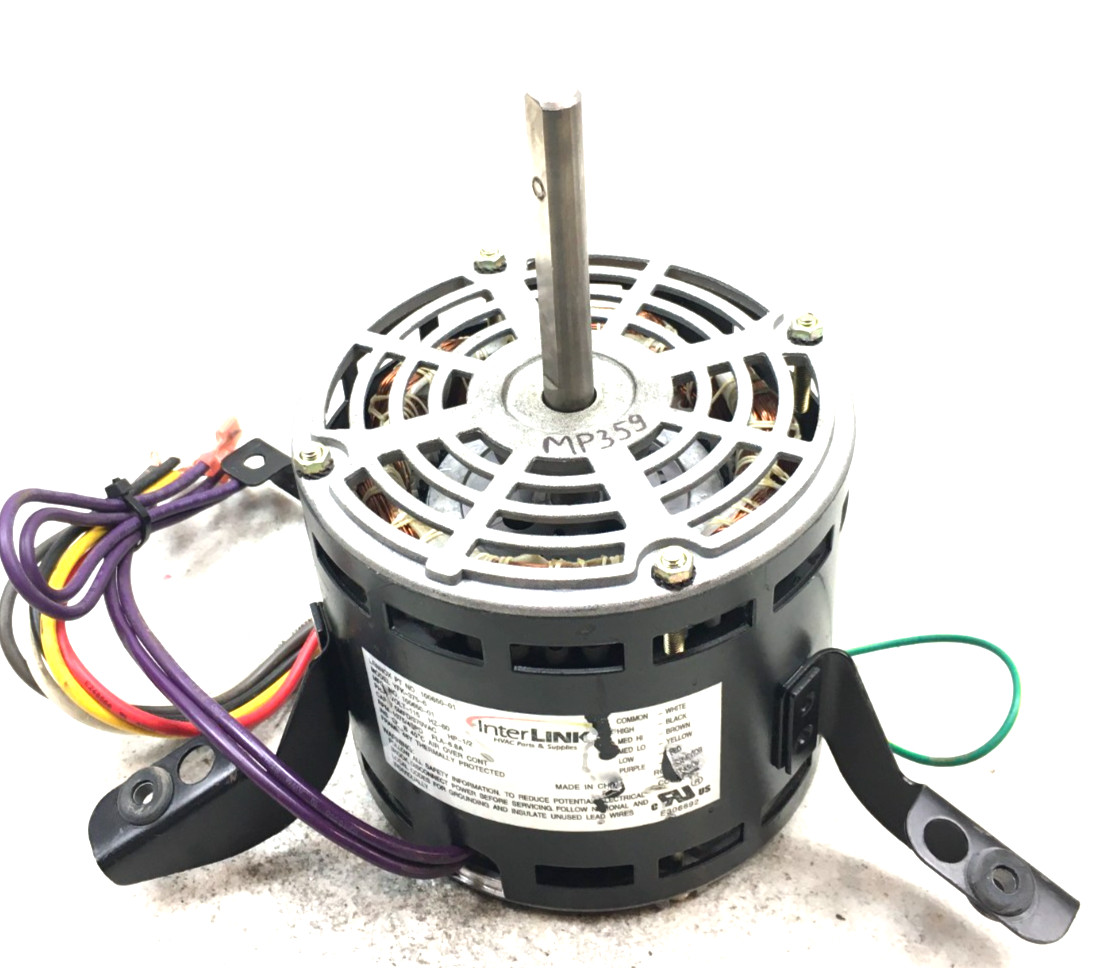 InterLink YFK-375-6 Blower Motor 100650-01 115V 1/2HP 1075RPM/4SPD used #MP359