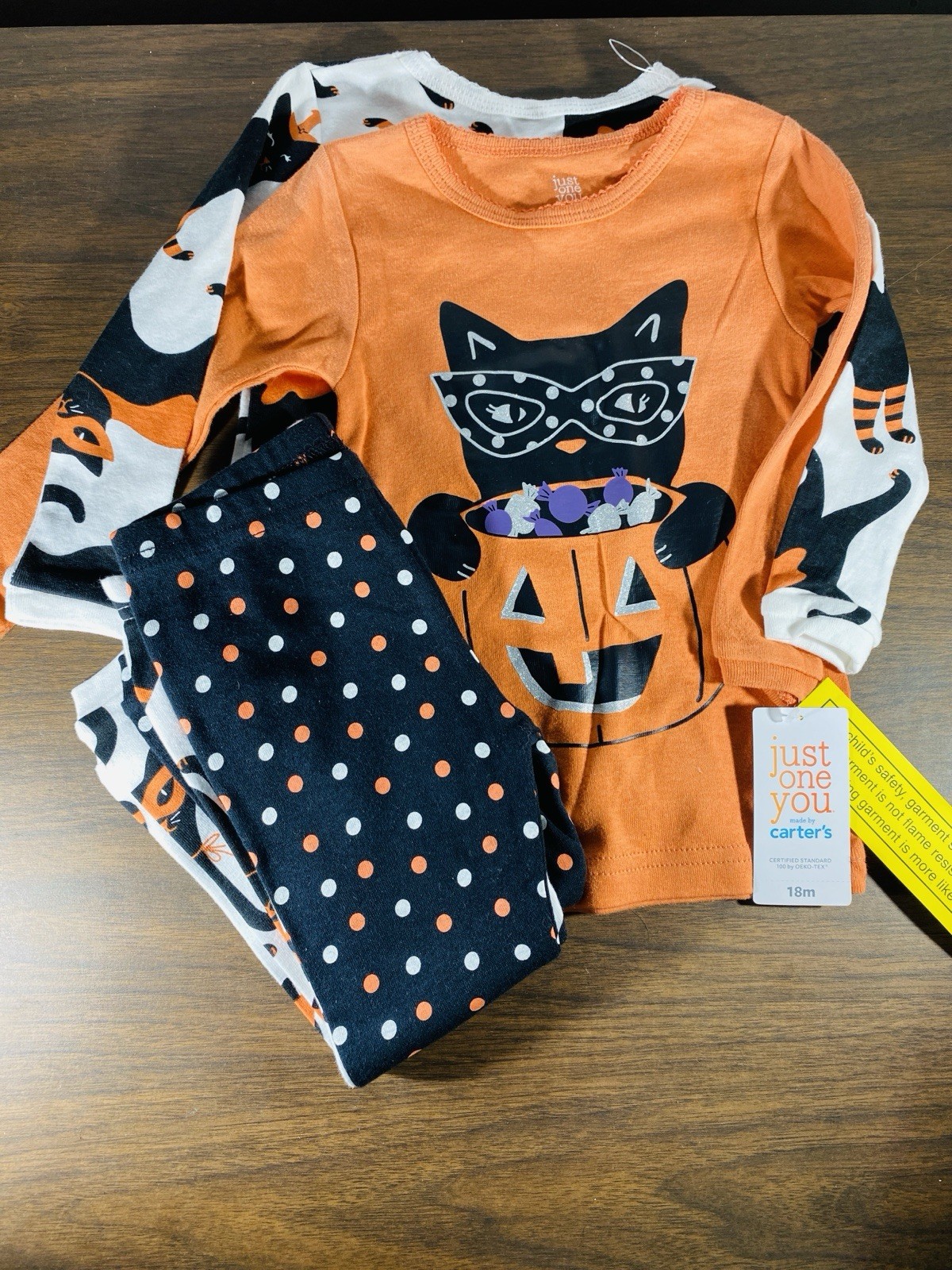 Carter’s Just One You Halloween Cat Pumpkin Pajamas 4 Piece Set 18M NWT