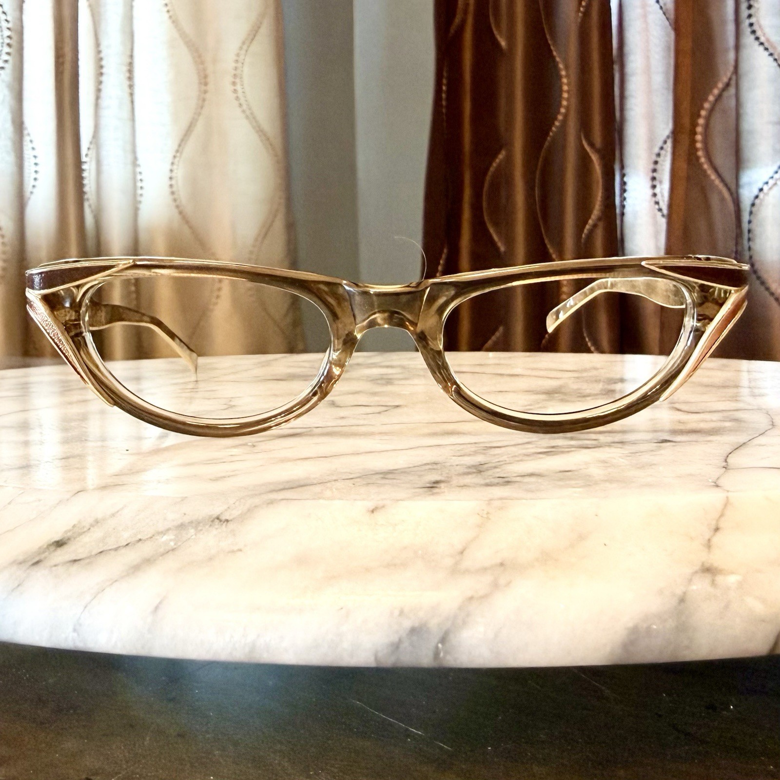 NEW 50s VTG Universal MCM Cat Eye Women Eyeglass Frames Eye Glasses Brown Gold
