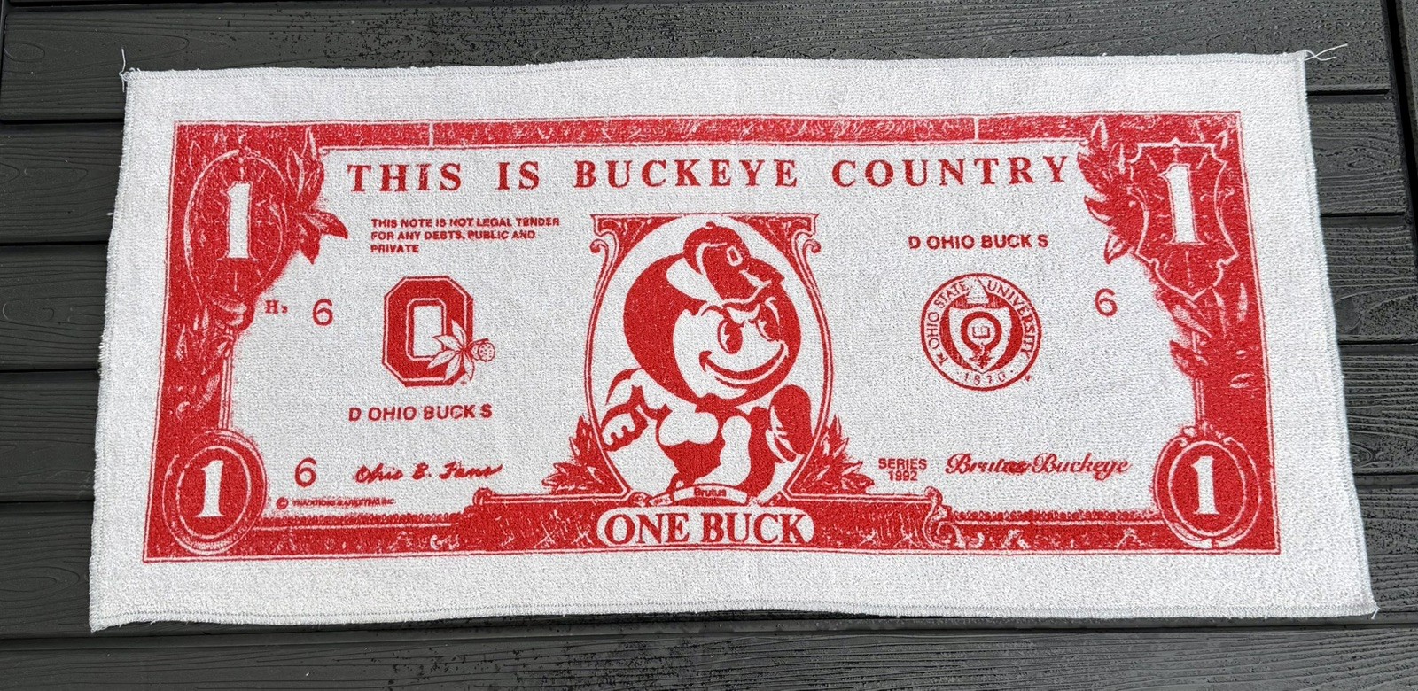 RARE SUPER SCARCE 1992 OHIO STATE BUCKEYES ONE BUCK TOWEL NEW OLD STOCK RARE SUPER SCARCE 1992 OHIO STATE BUCKEYES ONE BUCK TOWEL NEW OLD STOCK
