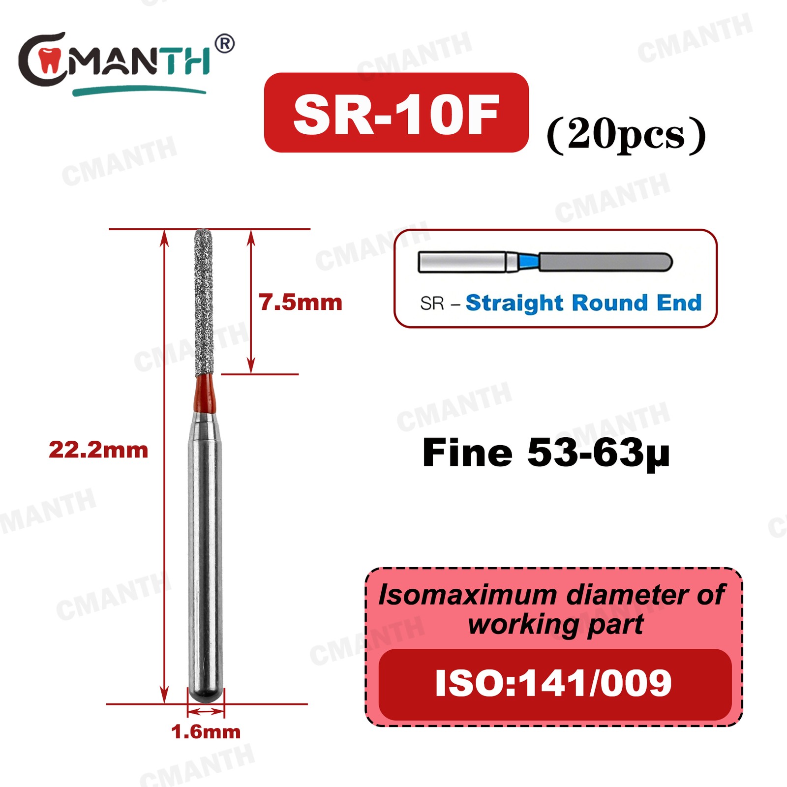 US Dental Diamond Bur Fine Straight Round Polishing For High Speed Friction Grip US Dental Diamond Bur Fine Straight Round Polishing For High Speed Friction Grip