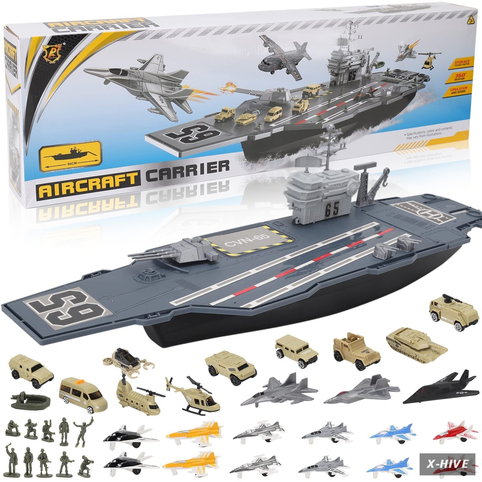 33-Inch Aircraft Carrier Mega Playset - Ultimate Military Battle Set for Boys w