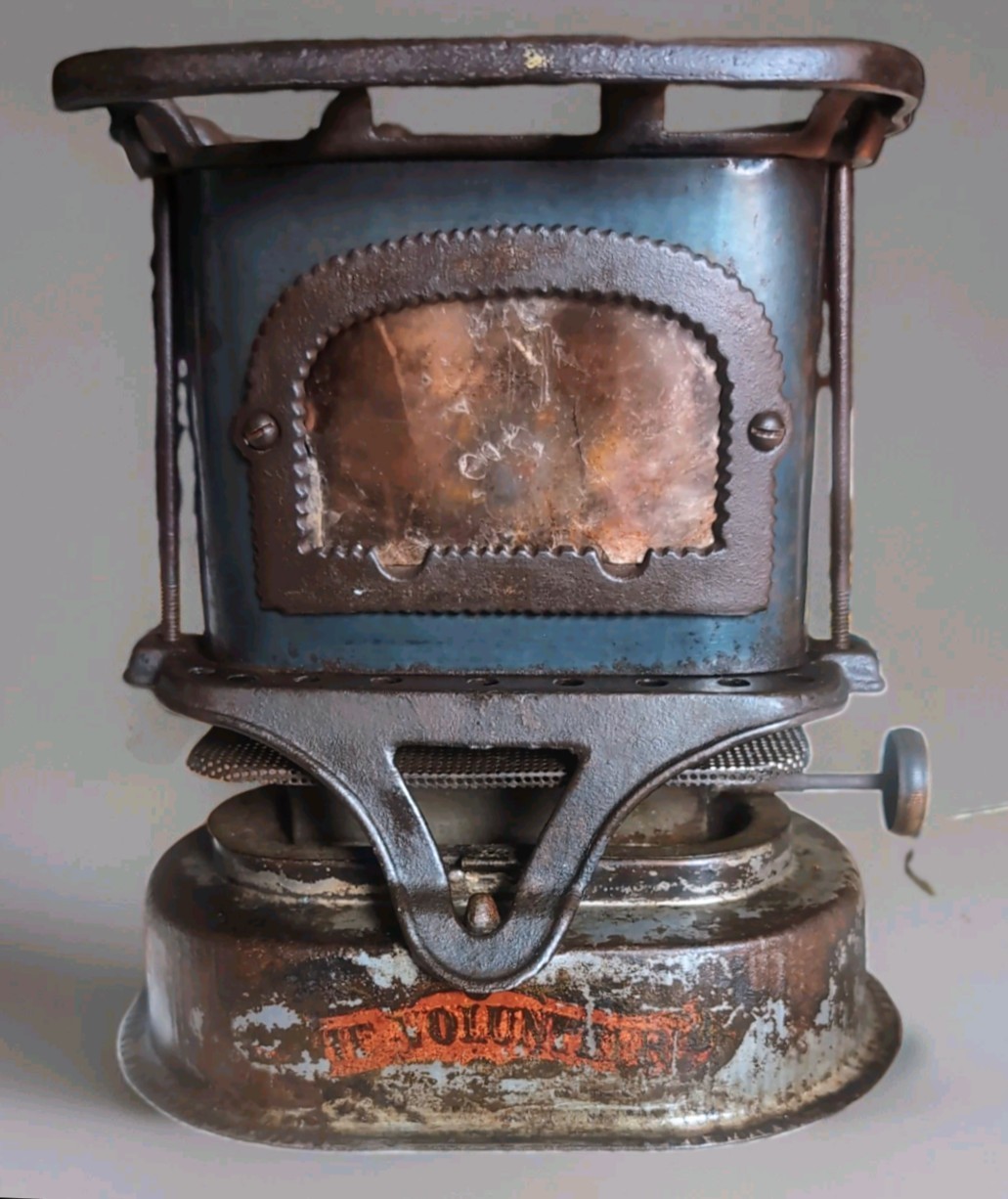 Antique 1881 The Volunteer Blued Steel Cast Iron Sad Iron Heater Kerosene Stove