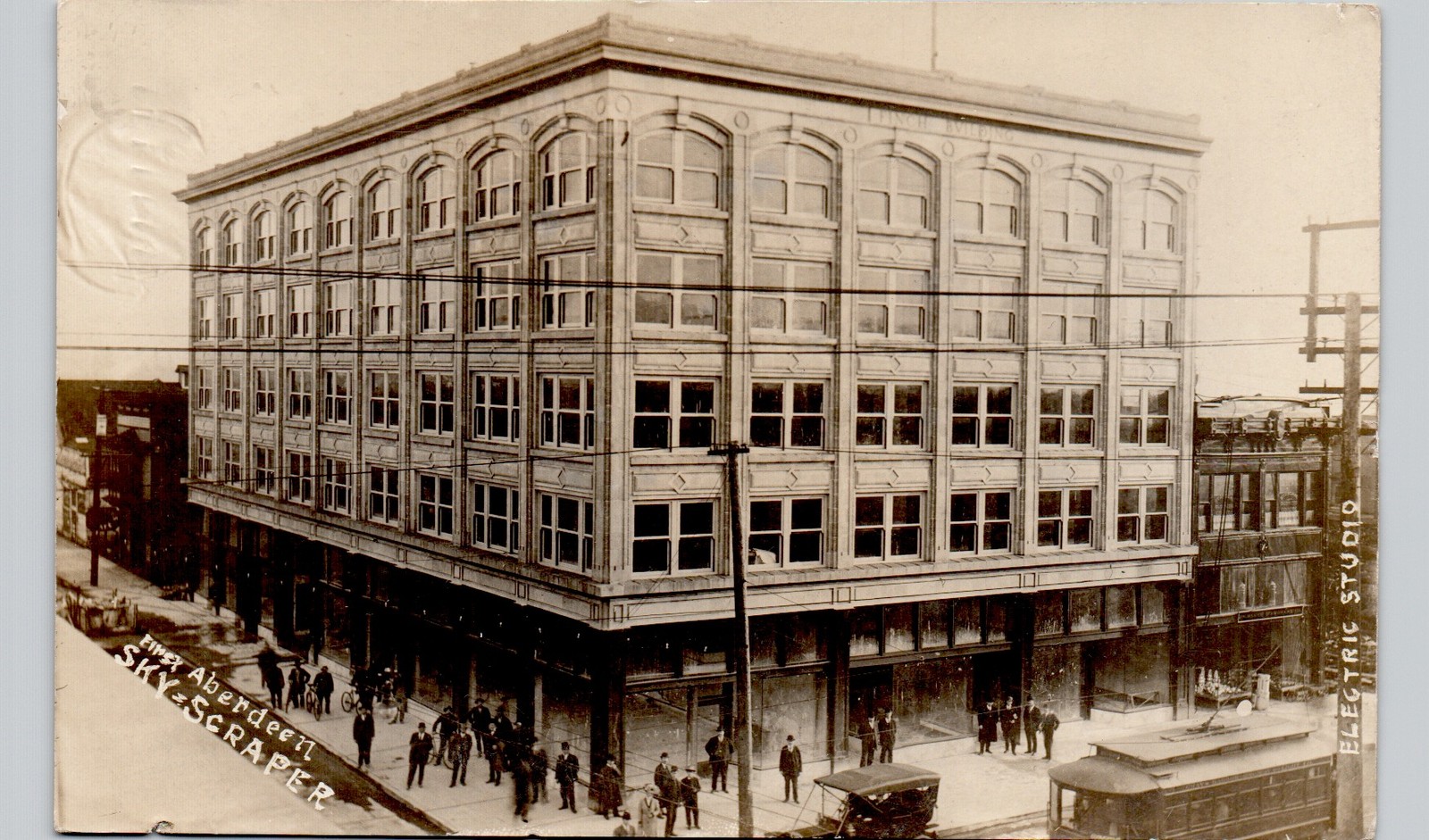 FINCH BUILDING aberdeen wa c1910 postcard washington real photo rppc street FINCH BUILDING aberdeen wa c1910 postcard washington real photo rppc street