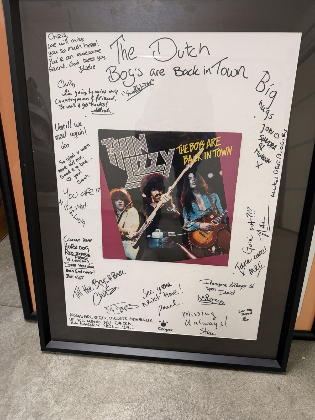 Thin Lizzy Signed Framed Poster/Print with Handwritten Message Thin Lizzy Signed Framed Poster/Print with Handwritten Message