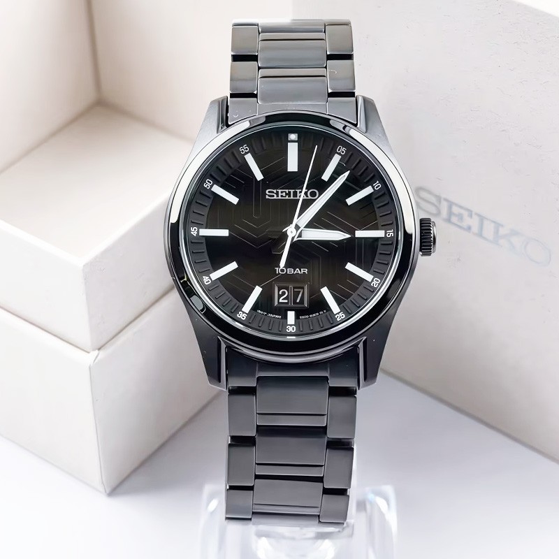 Seiko Essentials SUR515 Black Dial Stainless Steel Quartz Men's Watch 39.5mm
