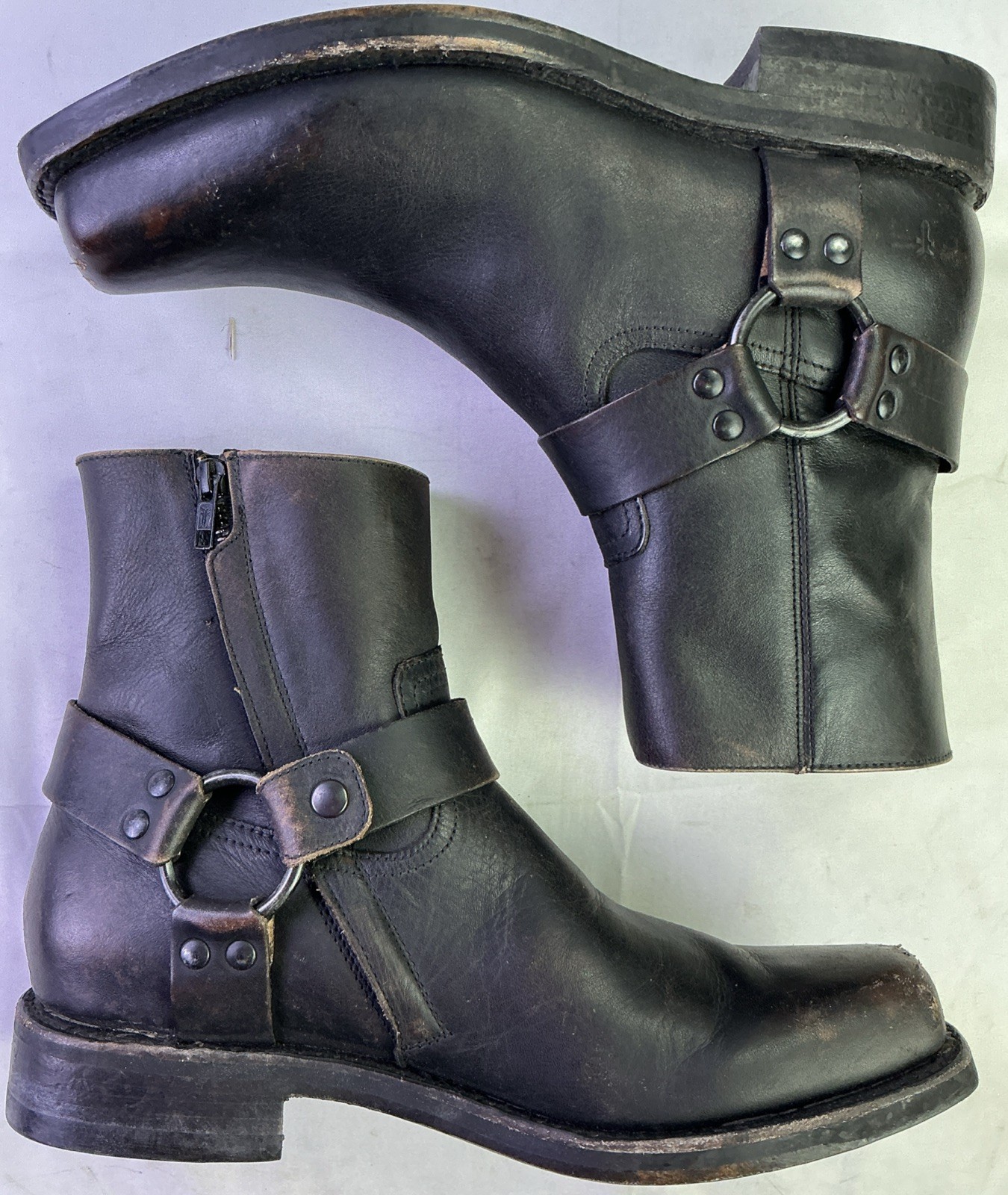 Frye Men\'s Conway Harness Side Zip Leather Bootie-Black-Size: 10 D
