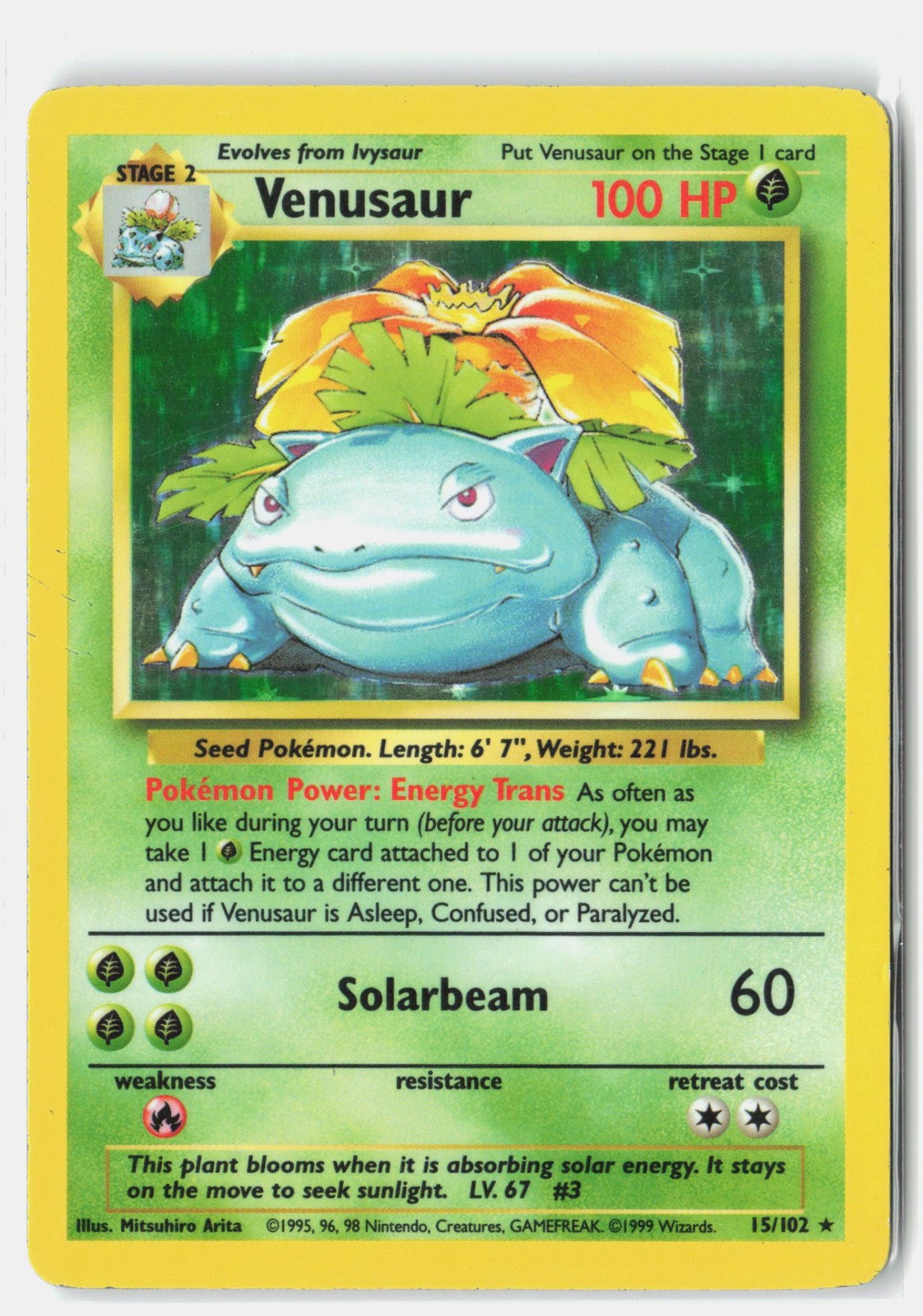 Venusaur Holofoil HP EN 015/102 Base Set Venusaur Holofoil HP EN 015/102 Base Set