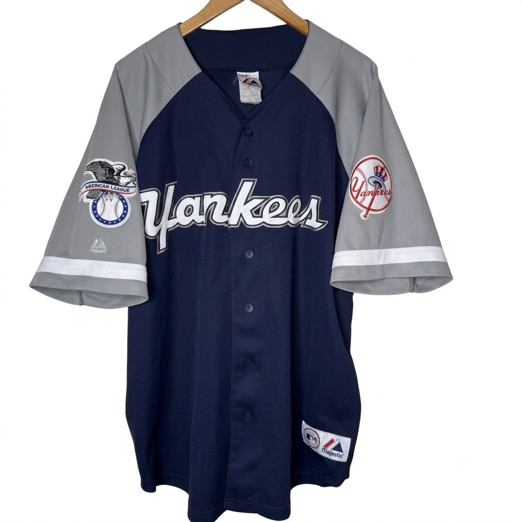 Vintage Majestic NY Yankees Jersey Script Sewn Patches Mens XXL