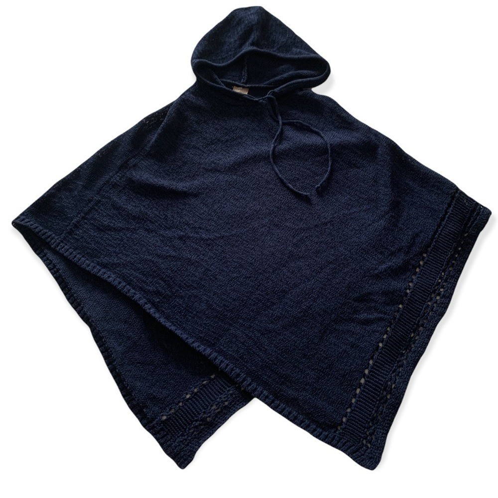 Navy Blue Beautiful Chico\'s Cape Poncho Hoodie | Light and Stylish Navy Blue Beautiful Chico\'s Cape Poncho Hoodie | Light and Stylish