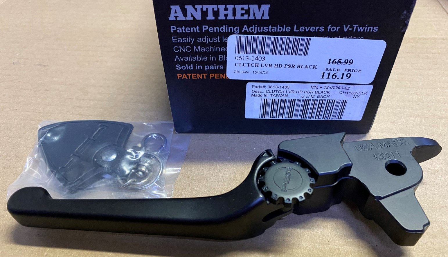 PSR Anthem Adjustable Clutch Lever Black Harley FLT FLH FLS Models 12-00560-22